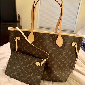 Brown Monogram Canvas Tote with Pouch